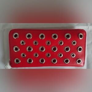 Fossil Red Wallet with Silver Accents